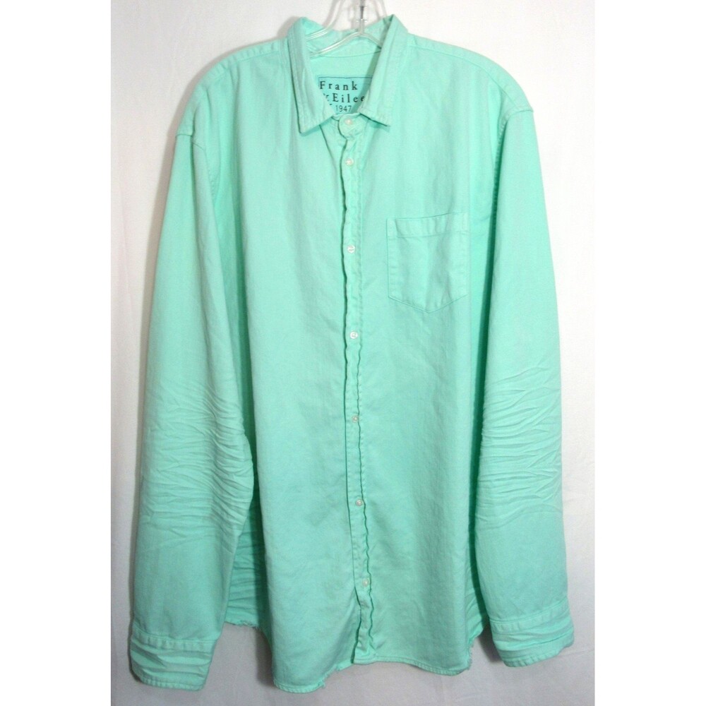 Frank & Eileen Luke Mint Green Distressed Button Down Long Sleeve Shirt XXL NWOT